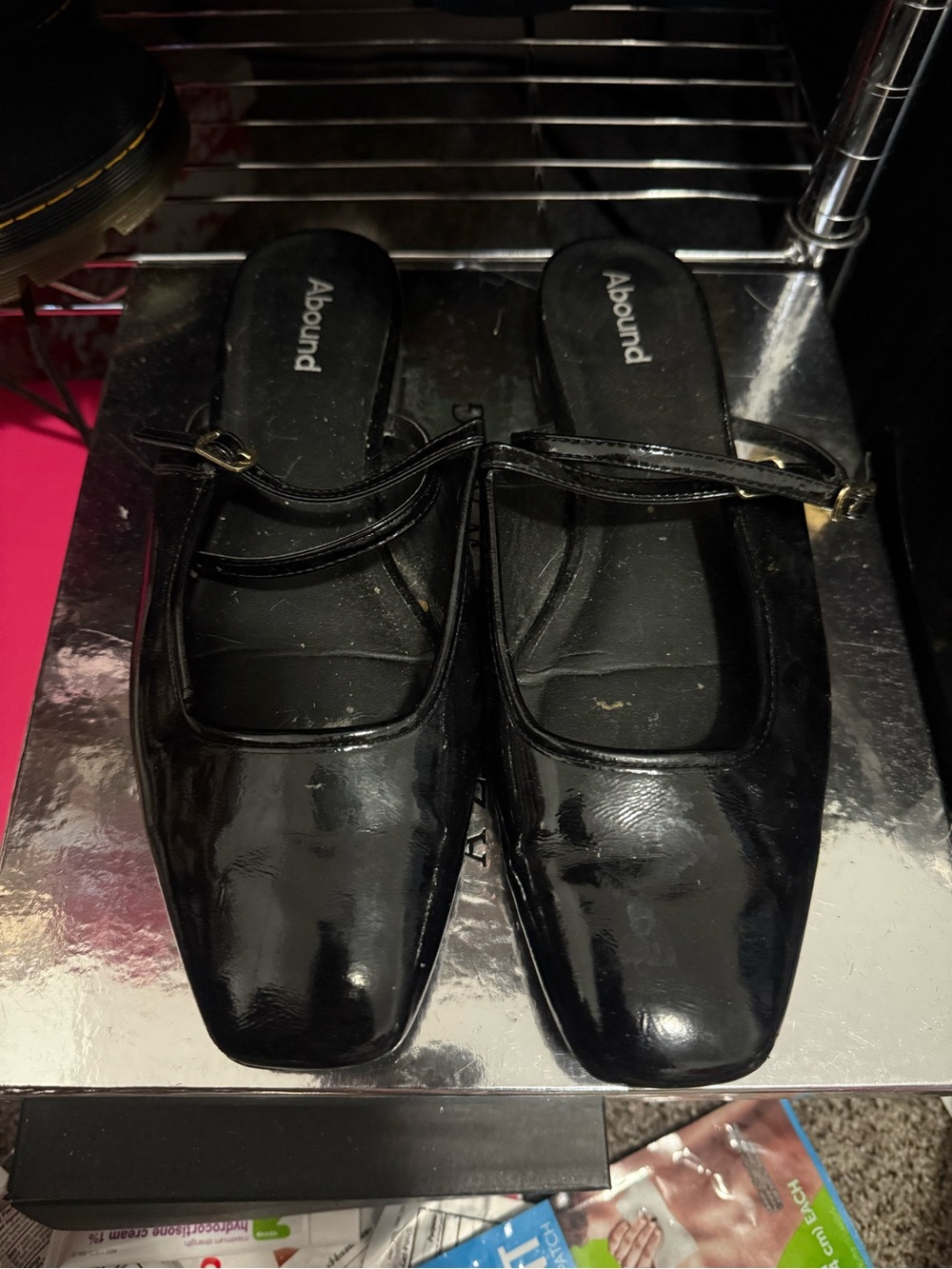 Abound Black Patent Slide Loafers flats
